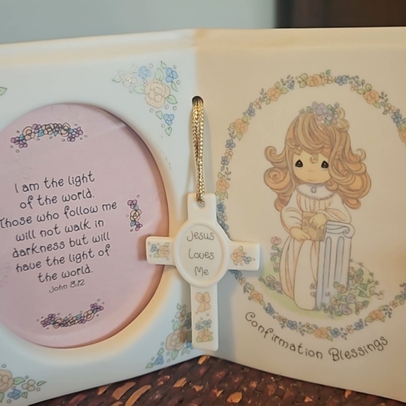 2 pce Set '95 '97 Precious Moments Confirmation Gift Jesus Frame and Figurine - Picture 5 of 14